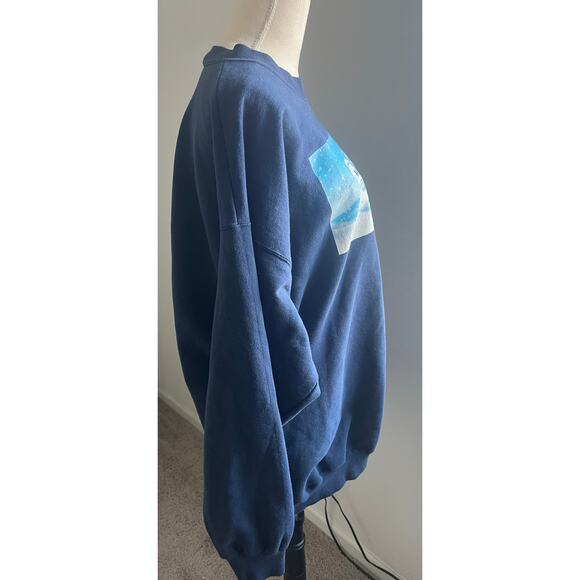 VTG Disney Blue Christmas Mickey Mouse Donald Duck Goofy Snowman Sweatshirt 3X - Picture 3 of 7